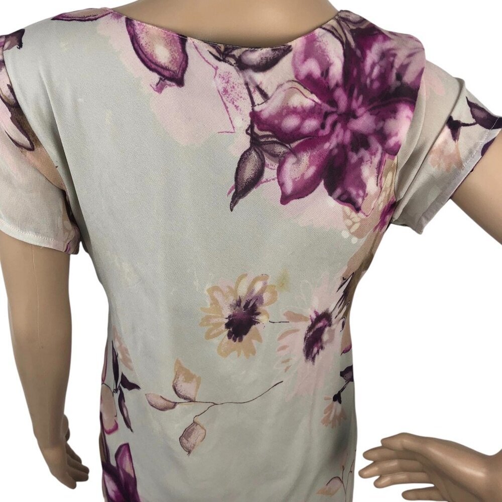 Vintage Majick Floral Printed Sequin Maxi Dress Short‎ Sleeve Long Boho Dress L - Picture 9 of 9